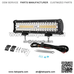 12" LED Work Light Bar Spot Beam Amber+White Strobe Lamp ATV UTV Offroad (For: More than one vehicle)