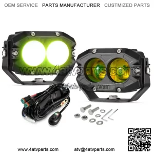 2x 4" LED Fog Amber Light Spot Bumper Driving Pod Bar For Polaris RZR XP ATV UTV (For: More than one vehicle)