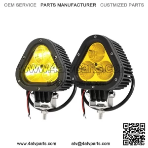 Pair 4" 70W Amber LED Triangle Work Driving Lights Offroad 4X4WD ATV UTV (For: More than one vehicle)
