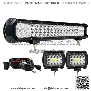20" LED Work Light Bar 4in Pods For Kawasaki Teryx Teryx4 Mule 610 4010+Wiring