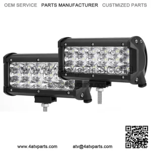 Tri-Row 7" LED Work Light Bar FLOOD Beam Pods for Can-am Polaris RZR ATV UTV 2x (For: More than one vehicle)