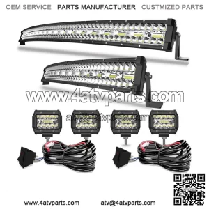 32/52" LED Curved Light Bar fit Kawasaki Teryx 800 750 Mule 610  Roof + 4" Pods