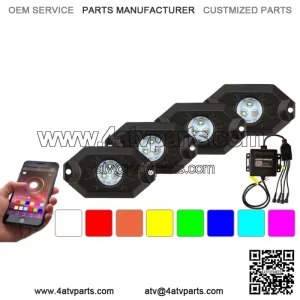 4 Pod LED Underglow Light RGB Neon Kit Underbody Rock For Can-am Polaris (For: More than one vehicle)