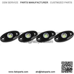 For Polaris UTV ATV 4Pcs Green LED Rock Lights Pods Underbody Fender Flare Glow (For: More than one vehicle)
