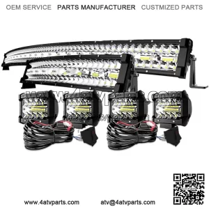 For Can-Am Maverick X3 Upper Roof 52" Curved LED Light Bar +22" +4" Pods Lights