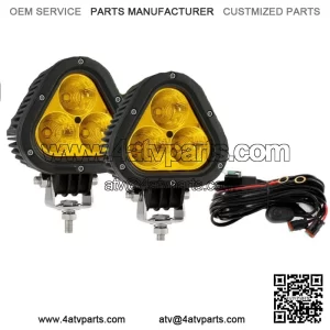 Pair 4" 90W Amber Yellow Pods LED Work Light Bar for Can-am Maverick X3