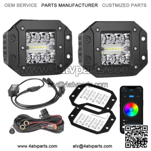 For Can Am Maverick X3 & Max 2017-23 4" Flush Mount LED Lights Rear Bumper Wire