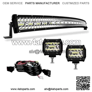 Roof 50" Curved LED Light Bar Combo +4'' Pods Wire fit Can-am Maverick X3 max