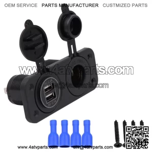 Center console 4.2A with aperture dual USB blue +12V with light cigarette lighter holder