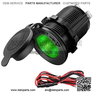 Cigarette Lighter Socket Car Marine Motorcycle ATV RV Lighter Socket Power Outlet Socket Receptacle 12V Waterproof Plug (LED Green) by ZHSMS