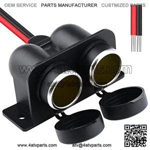 Dual Cigarette Lighter Socket Waterproof 12V Power Outlet for Car Marine Boat Rv ATV Truck Motorcycle