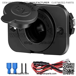 12 Volt Cigarette Lighter Socket Car Marine ATV Truck RV Boats Lighter Socket Power Outlet Socket Receptacle, 12V/24V DC Flush Mount with Waterproof Plug (1 PC)