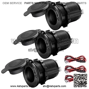 12V Cigarette Lighter Socket Car Marine Motorcycle ATV RV Lighter Socket Power Outlet Socket Receptacle Waterproof Plug 3Pack By MXRS