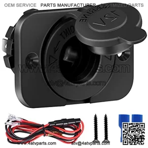 Cigarette Lighter Socket, 12V Female Car Cigarette Lighter Receptacle for Automative Marine Boat ATV Truck RV(Black)