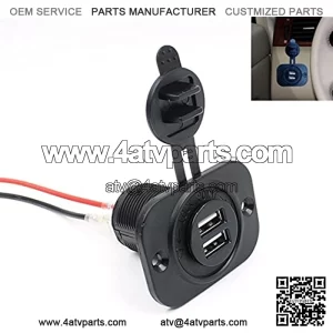12V Boat Car Cigarette Lighter Socket 2.1A Dual USB Charger Power Outlet for Charging GPS iPhone iPod PSP Mobile Phones and Other Digital Devices