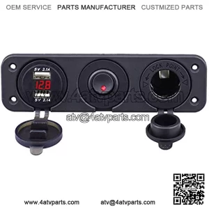 Dual USB Socket Charger 4.2A & LED Voltmeter + 12V Power Outlet + ON-OFF Rocker Toggle Switch Four Functions Panel for Car Marine Boat RV Truck Camper Vehicles (Red)
