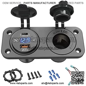 QC 3.0 USB Socket Panel car 12V / 24V car Charger Built-in Socket Waterproof Cigarette Lighter USB Socket for Motorcycle Boat Truck Caravan ATV (TYP-C+PD & QC3.0)