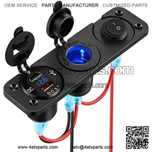 [2022 Newest] 12V Power Outlet Socket, 3 In 1 200W Cigarette Lighter Socket with PD Type C 3.0 & QC 3.0 USB Charger Waterproof for Marine, Car, RV, Motorcycle, Boat, Golf, ATV, etc