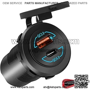 [2022 New] 12V USB Outlet/Outlet/Quick Charge 4.0 PD Type C/Quick Charge 3.0 USB Charger Socket/ADSDIA 12V/24V USB C Outlet/90W Waterproof Car Power Socket for Car, Boat, Motorcycle, Golf