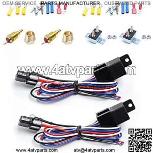 (2 Pack) Engine Electric Cooling Radiator Fan Thermostat Temperature Switch Relay Kit,175-185 Degree Temp Sensor Temperature Switch 40 Amp Sensor Relay kit