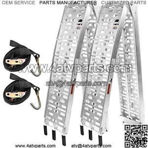 Aluminum 2 Pcs 7.5' Folding Loading | 1500lbs Capacity Heavy-Duty | Used for Loading Motorcycles, ATVs, Dirt Bike, Lawn Mowers, Snowblower, Pet Ramp with Load Straps