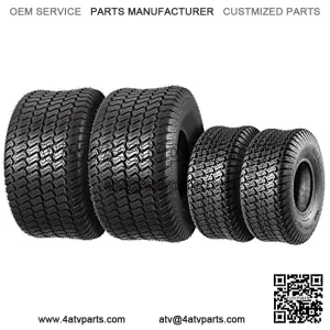 Set of 4 Lawn Mower Turf Tires 15x6-6 Front & 20x10-8 Rear,4PR,Tubeless
