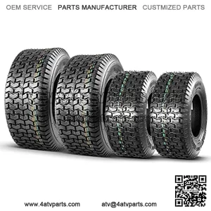 Set of 4 11x4.00-5 Front Lawn Mower Tires & 16X6.50-8 Rear Turf Tires, 4PR Tubeless