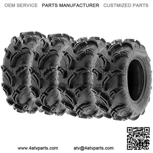 Set of 4 Warrior AT Mud & Trail 26x9-12 Front & 26x11-12 Rear ATV UTV Off-Road Tires, 6 PR, Tubeless A048