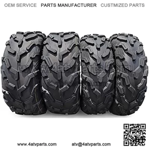 Full Set New Premium 6PR ATV/UTV Tires, 25x8-12 Front & 25x10-12 Rear, All Terrain 15mm Tread Depth 25x8x12 25x10x12 Trail Sand Off-Road Tires - HU02