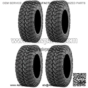 Full set of QuadBoss QBT846 (8ply) Radial 27x9-14 and 27x11-14 ATV Tires (4)