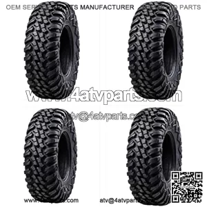 Four (4) Heavy Duty 8 Ply Radial DOT UTV/ATV Tires - 25x8-12 & 25x10-12, Black