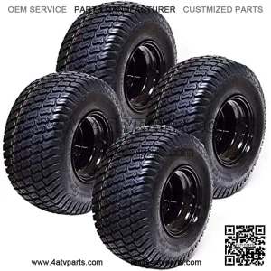 Set of 4 18x8.50x8 ATV Golf Go Cart Lawn Mower Tractor P322 Turf Tire Rim Assembly Black Steel Wheels 18" All Terrain Tires Compatible with EZGO Club Car Yamaha E-Z-GO Golf Cart