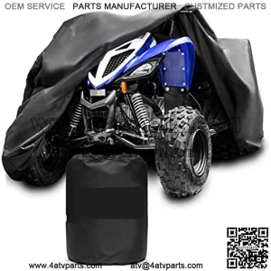 Tough Cover Premium ATV Cover, Heavy Duty 600D Marine Grade Fabric, Quad Cover for Kawasaki, Honda, Polaris, Yamaha, and More. Protection Against Water, Wind, UV. 4 Wheeler Accessories (Black)