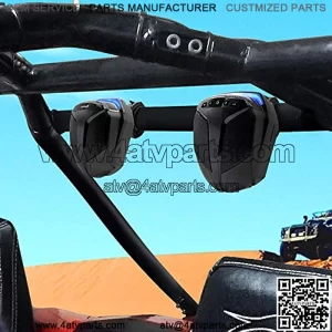 ATN4 All-in-One Built-in Amplifier Waterproof 5" Full Range Bluetooth ATV RZR UTV Stereo Speakers Audio Amp System,1.5 to 2" Rollcage Bar Mount Yamaha Polaris 4 Wheeler Can-Am FM Radio USB