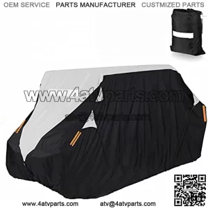 UTV Cover - Waterproof All Weather UTV Covers for 4-6-Passengers Black Silver-Coated Oxford Cloth Snow Rain UV Protection Cover Heavy Duty Black Protects 4 Wheeler Up to 155 inch