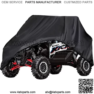 UTV Cover with Heavy Duty Black Oxford Waterproof Material, 114.17" x 59.06" x 74.80" (290 150 190cm) Included Storage Bag. Protects UTV from Rain, Hail, Dust, Snow, Sleet, and Sun (XL)