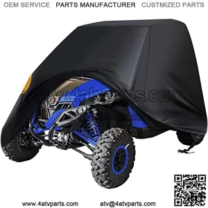UTV Cover, Waterproof Oxford, 114 x 59 x 74.8 inches, with 4 Night Reflective Stripes and Carrying Bag, Dust Sun Wind Rain Leaves Outdoor Protection, Universal Fit 4 Wheeler Vehicle Cover