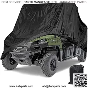 Waterproof UTV Cover,Heavy Duty Oxford Cloth for Polaris RZR Yamaha Can-Am Defender Kawasaki Ranger Cover 2-4 Passenger Black Protects 4 Wheeler Integrated Trailer System,115" x 60" x 75"