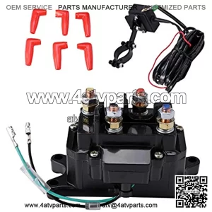 ATV Winch Solenoid & Switch Kit 12V 250A Winch Rocker Thumb Switch Combo, Solenoid Relay Contactor w/Protecting Caps for UTV Truck 4x4 Vehicles