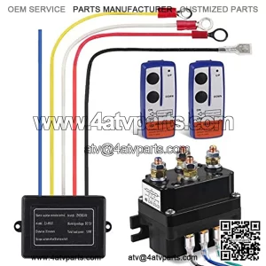 12V 250A Winch Solenoid Relay Contactor+2pcs Wireless Winch Remote Control Kit with 6 Protecting caps Universal for Truck Jeep ATV SUV 2000-5000lbs Winch