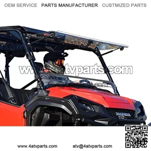 SuperATV Scratch Resistant Clear Flip Windshield for 2016+ Honda Pioneer 1000/1000-5 | Hard Coated on both sides for Extreme Durability | Can be Set to 3 Different Settings!