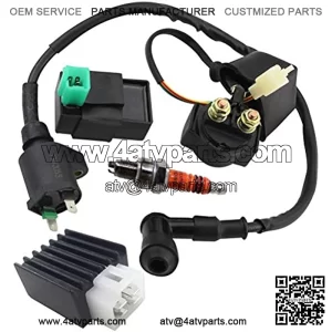 Ignition Coil Solenoid Relay Voltage Regulator 5-PIN CDI Box Spark Plug for 50cc 70cc 90cc 110cc 125cc ATV Go Kart Dirt Bike Pit Bike by TOPEMAI