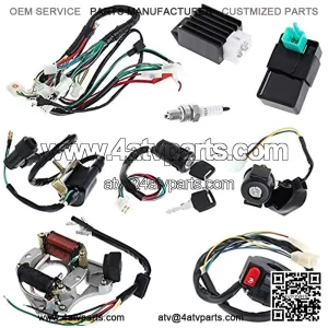Complete Electrics Stator Coil CDI Wiring Harness for 4 Stroke ATV KLX 50cc 70cc 110cc 125cc Quad Bike Buggy Go Kart Pit Dirt Bikes
