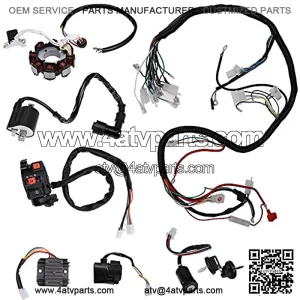 Complete Electric Wiring Harness Kit Wire Loom Electrics Stator Coil CDI For ATV QUAD 4 Four Wheelers 150CC 200CC 250CC Go Kart Dirt Pit Bikes Buggy ATV Scooter