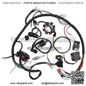 Soosee Complete Wiring Harness kit Wire Loom Electrics Stator Coil CDI for ATV Quad 4 Four Wheelers 150CC 200CC 250CC Go Kart Dirt Pit Bikes