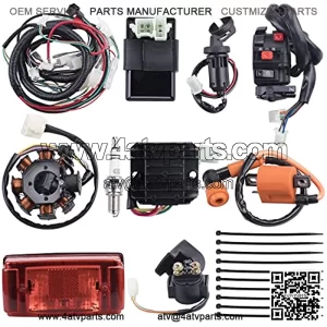 Complete Electrics Wiring Harness Stator Coil CDI Solenoid Relay Spark Plug Tail Light for 4 Wheelers Stroke ATV ??150cc 200cc 250cc 300cc?? Pit Dirt Bike Go Kart Zongshen Lifan by AUTOMOTIVE