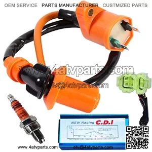 High Performance Racing Ignition Coil for GY6 50cc 150cc 125cc ATV Moped Scooter Parts with 6 Pin CDI 3 Electrode Spark Plug - Scooter Ignition Coil Moped Performance Parts by TOPEMAI