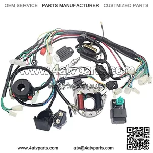 Neeknn Complete Electrics Stator Coil CDI Wiring Harness Solenoid Relay Spark Plug for 4 Stroke ATV 50cc 70cc 110cc 125cc Pit Quad Dirt Bike Go Kart
