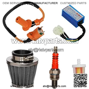 Racing Ignition Coil 6 Pins Cdi Spark Plug Kit, 39mm Air Filter, Fuel filter Replacement for 50cc 125cc 150cc Gy6 Moped Scooter Go Kart