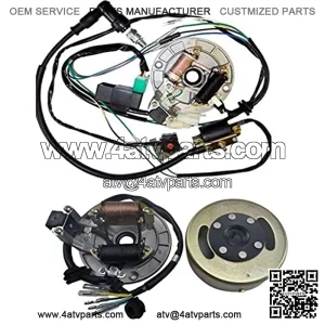Wire Harness CDI Ignition Coil Spark Plug Kill Switch Magneto Stator Plate Flywheel Assembly Kit for Kick Start Dirt Pit Bike 50-125cc